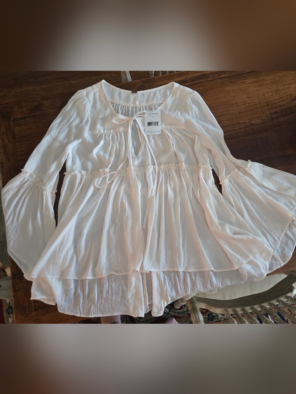 Free People Tiered Tie-Neck Tunic - Pale Blush